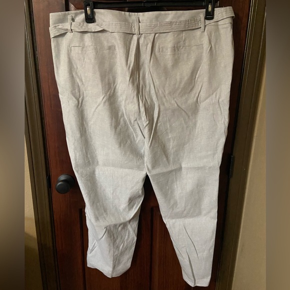 Loft Plus 24W Grey Linen Blend Tie Waist Pants - Picture 8 of 9